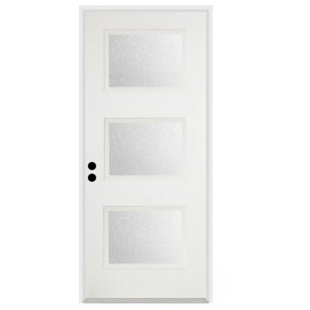 Trimlite 36"W x 80"H Rain 3 Lite Contemporary Right Handed Exterior Prehung Entry Door with Oil Rubbed Bronze Hinges, 4-9/16" Door Jamb, and Mill Sill Primed