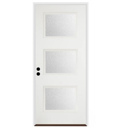 Trimlite 36"W x 80"H Rain 3 Lite Contemporary Right Handed Exterior Prehung Entry Door with Satin Nickel Hinges, 4-9/16" Door Jamb, and Bronze Sill Primed