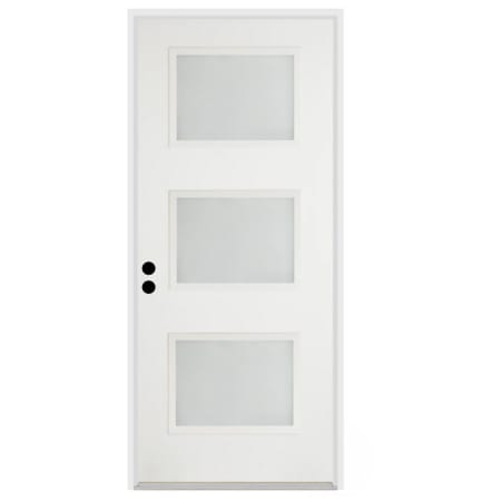 Trimlite 36"W x 80"H Etched 3 Lite Contemporary Right Handed Exterior Prehung Entry Door with Oil Rubbed Bronze Hinges, 6-9/16" Door Jamb, and Mill Sill Primed