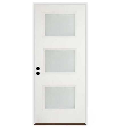 Trimlite 36"W x 80"H Etched 3 Lite Contemporary Right Handed Exterior Prehung Entry Door with Satin Nickel Hinges, 6-9/16" Door Jamb, and Bronze Sill Primed