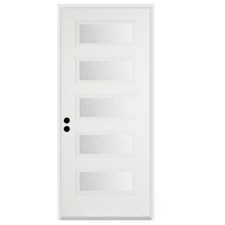 Trimlite 36"W x 80"H Rain 5 Lite Contemporary Right Handed Exterior Prehung Entry Door with Satin Nickel Hinges, 4-9/16" Door Jamb, and Mill Sill Primed