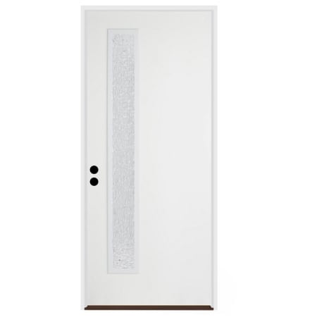 Trimlite 36"W x 80"H Rain 1 Lite Contemporary Right Handed Exterior Prehung Entry Door with Bright Chrome Hinges, 6-9/16" Door Jamb, and Bronze Sill Primed