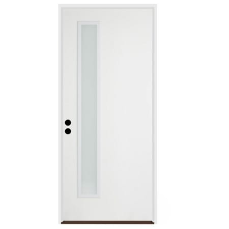 Trimlite 36"W x 80"H Etched 1 Lite Contemporary Right Handed Exterior Prehung Entry Door with Satin Nickel Hinges, 4-9/16" Door Jamb, and Bronze Sill Primed