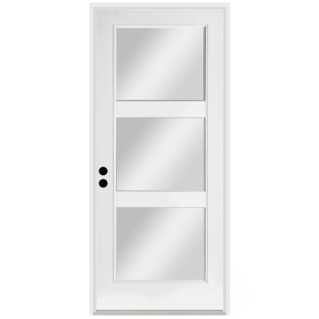 Trimlite 36" W x 80" H Clear 3-Lite Contemporary Right-Hand Inswing Exterior Prehung Entry Door with Satin Nickel Hinges, 4-9/16" Door Jamb, and Mill Sill Primed