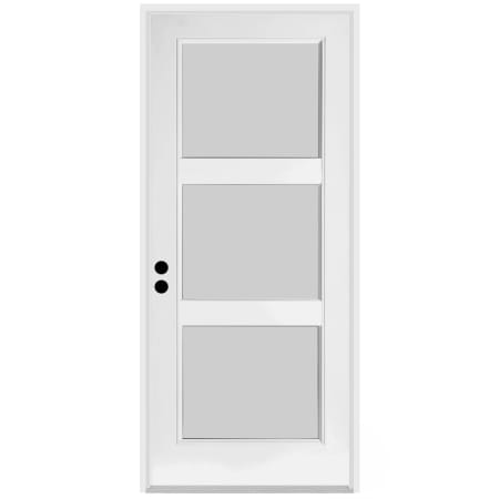 Trimlite 36" W x 80" H Etched 3-Lite Contemporary Right-Hand Inswing Exterior Prehung Entry Door with Bright Chrome Hinges, 6-9/16" Door Jamb, and Mill Sill Primed