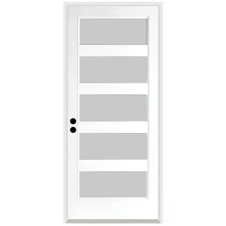 Trimlite 36" W x 80" H Etched 5-Lite Contemporary Right-Hand Inswing Exterior Prehung Entry Door with Satin Nickel Hinges, 6-9/16" Door Jamb, and Mill Sill Primed