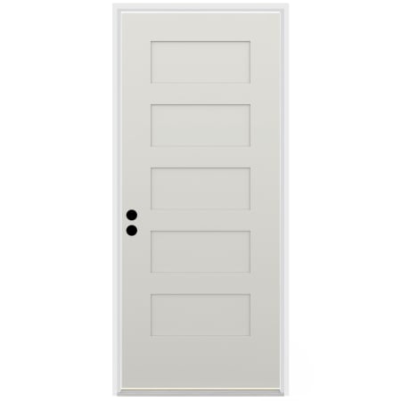 Trimlite 36" W x 80" H 5-Panel Contemporary Right-Hand Inswing Exterior Prehung Entry Door with Satin Nickel Hinges, 4-9/16" Door Jamb, and Mill Sill Primed