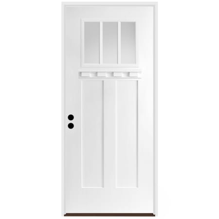 Trimlite 36" W x 80" H Clear 3-Lite 2-Panel Contemporary Right-Hand Inswing Exterior Prehung Entry Door with Black Hinges, 6-9/16" Door Jamb, and Bronze Sill Primed