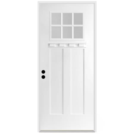 Trimlite 36" W x 80" H Clear 6-Lite 2-Panel Contemporary Right-Hand Inswing Exterior Prehung Entry Door with Bright Chrome Hinges, 4-9/16" Door Jamb, and Mill Sill Primed