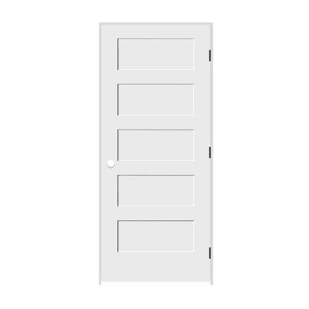 Trimlite 36" by 84" Shaker 5 Panel Left Handed Interior Prehung Passage Door with Black Hinges and 6-9/16" Door Jamb Primed