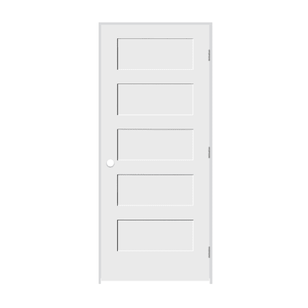 Trimlite 36" by 84" Shaker 5 Panel Left Handed Interior Prehung Passage Door with Brushed Chrome Hinges and 6-9/16" Door Jamb Primed