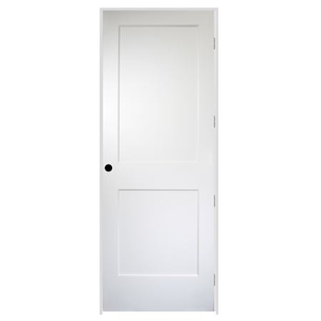 Trimlite 36" by 96" 2 Panel Bevel Shaker Left Handed Interior Prehung Passage Door with Satin Nickel Hinges and 6-9/16" Door Jamb Unfinished