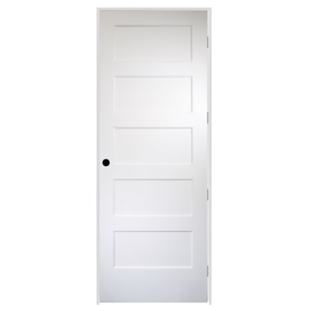 Trimlite 36" by 96" 5 Panel Bevel Shaker Left Handed Interior Prehung Passage Door with Satin Nickel Hinges and 6-9/16" Door Jamb Unfinished