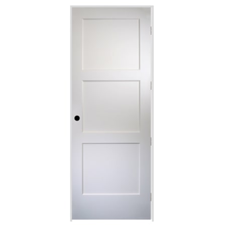 Trimlite 36" by 96" 3 Panel Bevel Shaker Left Handed Interior Prehung Passage Door with Brushed Chrome Hinges and 6-9/16" Door Jamb Unfinished