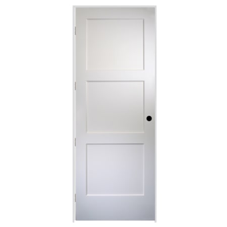 Trimlite 36" by 96" 3 Panel Bevel Shaker Right Handed Interior Prehung Passage Door with Brushed Chrome Hinges and 4-9/16" Door Jamb Unfinished