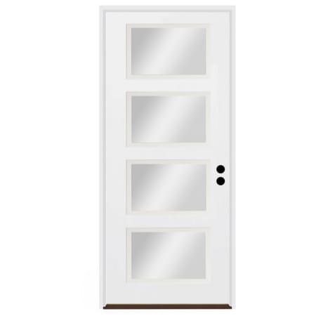 Trimlite 36"W x 96"H Clear 4 Lite Contemporary Left Handed Exterior Prehung Entry Door with Oil Rubbed Bronze Hinges, 4-9/16" Door Jamb, and Bronze Sill Primed