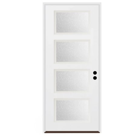 Trimlite 36"W x 96"H Rain 4 Lite Contemporary Left Handed Exterior Prehung Entry Door with Black Hinges, 6-9/16" Door Jamb, and Bronze Sill Primed