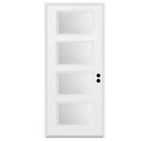 Trimlite 36"W x 96"H Rain 4 Lite Contemporary Left Handed Exterior Prehung Entry Door with Bright Chrome Hinges, 6-9/16" Door Jamb, and Mill Sill Primed