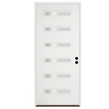 Trimlite 36"W x 96"H Clear 6 Lite Contemporary Left Handed Exterior Prehung Entry Door with Black Hinges, 6-9/16" Door Jamb, and Bronze Sill Primed