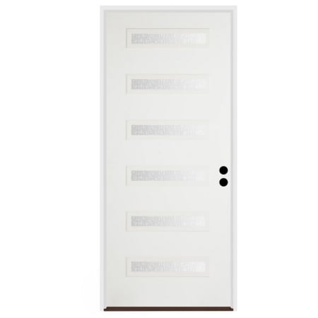 Trimlite 36"W x 96"H Rain 6 Lite Contemporary Left Handed Exterior Prehung Entry Door with Bright Chrome Hinges, 6-9/16" Door Jamb, and Bronze Sill Primed