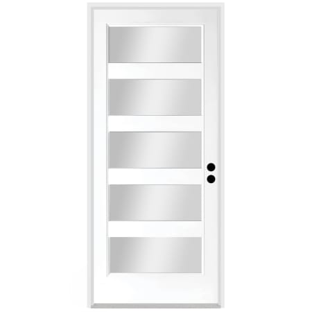 Trimlite 36" W x 96" H Clear 5-Lite Contemporary Left-Hand Inswing Exterior Prehung Entry Door with Bright Chrome Hinges, 6-9/16" Door Jamb, and Mill Sill Primed