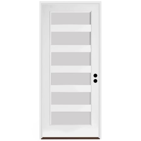 Trimlite 36" W x 96" H Etched 6-Lite Contemporary Left-Hand Inswing Exterior Prehung Entry Door with Satin Nickel Hinges, 6-9/16" Door Jamb, and Bronze Sill Primed