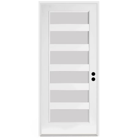 Trimlite 36" W x 96" H Etched 6-Lite Contemporary Left-Hand Inswing Exterior Prehung Entry Door with Black Hinges, 6-9/16" Door Jamb, and Mill Sill Primed