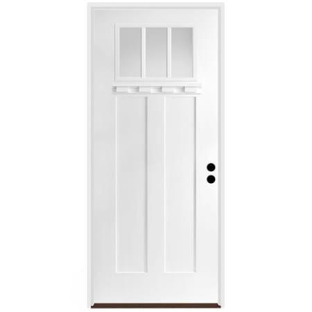 Trimlite 36" W x 96" H Clear 3-Lite 2-Panel Contemporary Left-Hand Inswing Exterior Prehung Entry Door with Bright Chrome Hinges, 6-9/16" Door Jamb, and Bronze Sill Primed