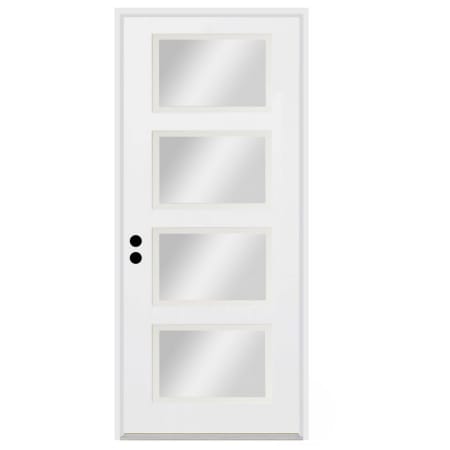 Trimlite 36"W x 96"H Clear 4 Lite Contemporary Right Handed Exterior Prehung Entry Door with Oil Rubbed Bronze Hinges, 4-9/16" Door Jamb, and Mill Sill Primed