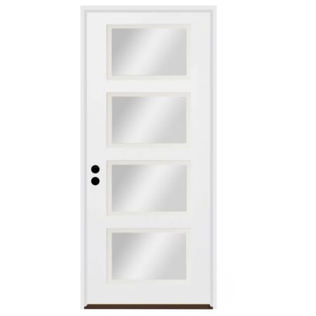 Trimlite 36"W x 96"H Clear 4 Lite Contemporary Right Handed Exterior Prehung Entry Door with Oil Rubbed Bronze Hinges, 6-9/16" Door Jamb, and Bronze Sill Primed