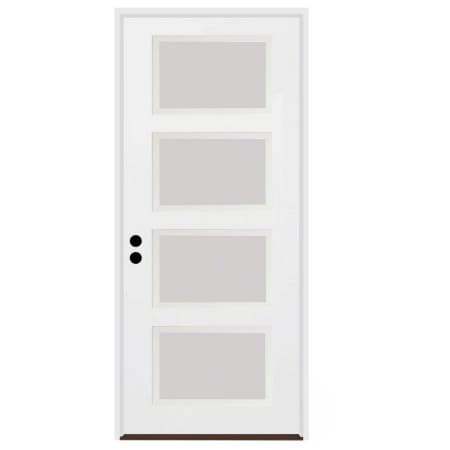 Trimlite 36"W x 96"H Etched 4 Lite Contemporary Right Handed Exterior Prehung Entry Door with Satin Nickel Hinges, 4-9/16" Door Jamb, and Bronze Sill Primed