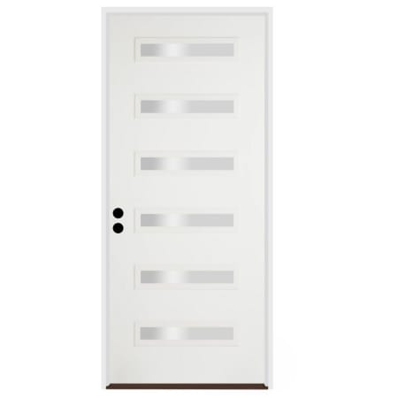 Trimlite 36"W x 96"H Clear 6 Lite Contemporary Right Handed Exterior Prehung Entry Door with Satin Nickel Hinges, 6-9/16" Door Jamb, and Bronze Sill Primed