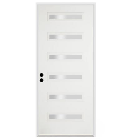 Trimlite 36"W x 96"H Clear 6 Lite Contemporary Right Handed Exterior Prehung Entry Door with Satin Nickel Hinges, 6-9/16" Door Jamb, and Mill Sill Primed