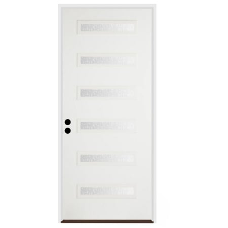 Trimlite 36"W x 96"H Rain 6 Lite Contemporary Right Handed Exterior Prehung Entry Door with Satin Nickel Hinges, 6-9/16" Door Jamb, and Bronze Sill Primed