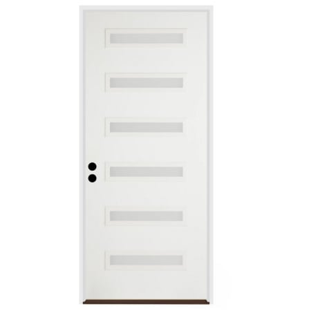 Trimlite 36"W x 96"H Etched 6 Lite Contemporary Right Handed Exterior Prehung Entry Door with Oil Rubbed Bronze Hinges, 4-9/16" Door Jamb, and Bronze Sill Primed