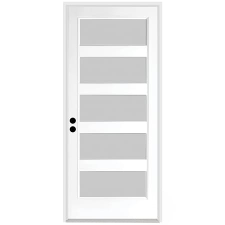 Trimlite 36" W x 96" H Etched 5-Lite Contemporary Right-Hand Inswing Exterior Prehung Entry Door with Satin Nickel Hinges, 4-9/16" Door Jamb, and Mill Sill Primed