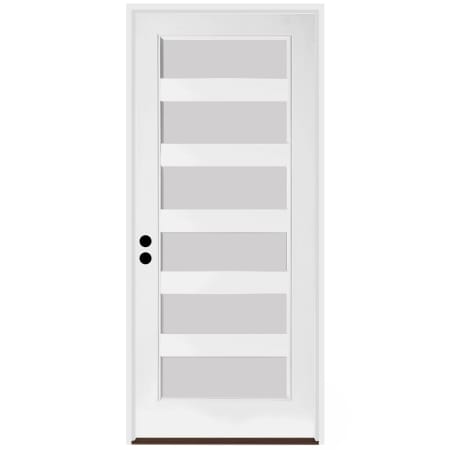 Trimlite 36" W x 96" H Etched 6-Lite Contemporary Right-Hand Inswing Exterior Prehung Entry Door with Satin Nickel Hinges, 6-9/16" Door Jamb, and Bronze Sill Primed