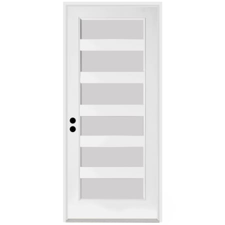 Trimlite 36" W x 96" H Etched 6-Lite Contemporary Right-Hand Inswing Exterior Prehung Entry Door with Bright Chrome Hinges, 6-9/16" Door Jamb, and Mill Sill Primed
