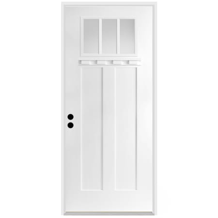 Trimlite 36" W x 96" H Clear 3-Lite 2-Panel Contemporary Right-Hand Inswing Exterior Prehung Entry Door with Satin Nickel Hinges, 4-9/16" Door Jamb, and Mill Sill Primed