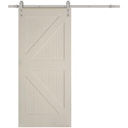 Trimlite 48" x 84" Primed Batten and Ledged British Brace Barn Door with Barn Door Hardware Kit Primed