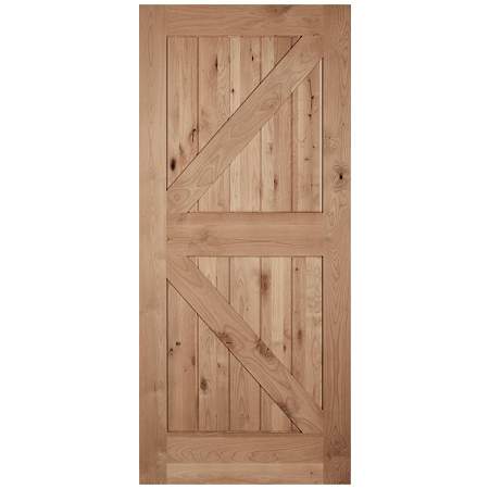 Trimlite 42" x 84" Unfinished Notty Alder Batten and Ledged British Brace Barn Door Knotty Alder