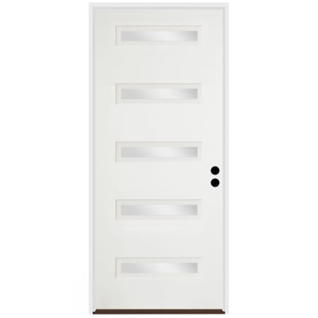 Trimlite 36"W x 80"H Clear 5 Lite Contemporary Left Handed Exterior Prehung Entry Door with Bright Chrome Hinges, 6-9/16" Door Jamb, and Bronze Sill Primed
