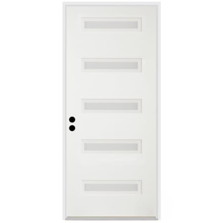 Trimlite 36"W x 80"H Etched 5 Lite Contemporary Right Handed Exterior Prehung Entry Door with Black Hinges, 6-9/16" Door Jamb, and Mill Sill Primed