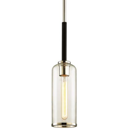 Troy Lighting Aeon Single Light 5-1/2" Wide Mini Pendant with Clear Glass Cylinder Shade Carbide Black / Polished Nickel