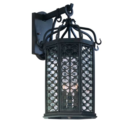 Troy Lighting Los Olivos 3 Light Rated Outdoor Wall Sconce with Seedy Glass Old Iron Fluorescent