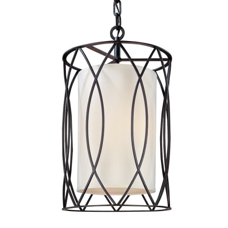 Troy Lighting Sausalito 3 Light Pendant with Fabric Shade Textured Iron