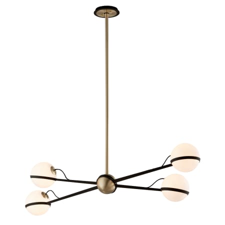 Troy Lighting Ace 4 Light Chandelier Textured Bronze and Brushed Brass