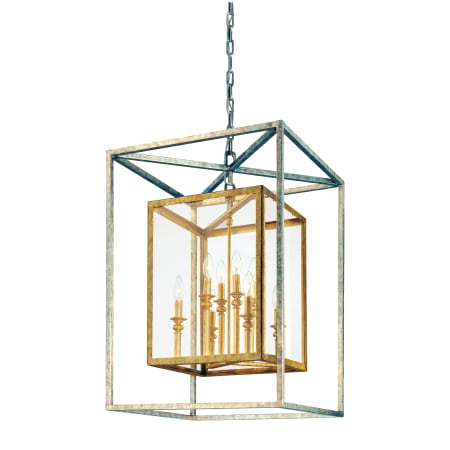 Troy Lighting Morgan 8 Light Chandelier with Clear Glass Shade Gold Silver Leaf