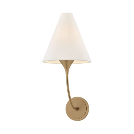 Troy Lighting Evermore 20" Tall Wall Sconce with Linen Shade Patina Brass