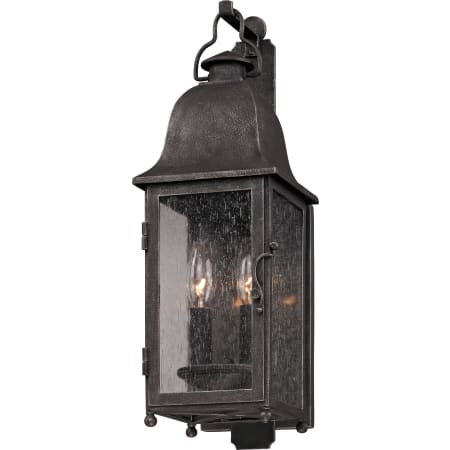 Troy Lighting Larchmont 2 Light Outdoor Wall Sconce with Seedy Glass Aged Pewter